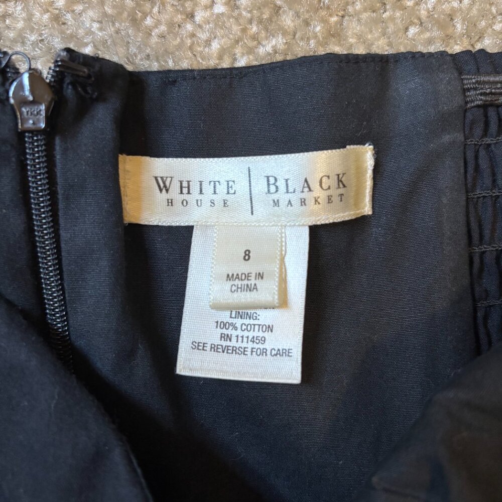 White House Black Market Strapless Midi Dress Size 8 Black & White Design #203 - Picture 8 of 9